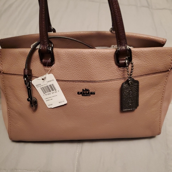 NWTs Coach Fulton Satchel Colorblock Leather_Suede Dusty Rose/Oxblood MSRP:$350 - Picture 7 of 10